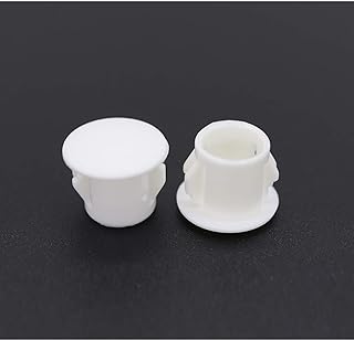 VictorsHome Hole Plugs Plastic 10mm (3/8") Fit for 9.5-10mm Diameter Locking Hole Tube Flush Type Panel Plugs Fastener Cover for Kitchen Cabinet Furniture Off White 50 Pcs