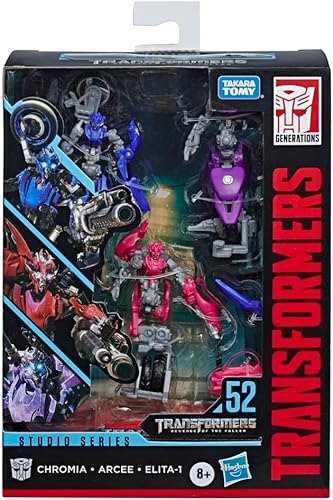 Miniatura 3 de Transformers Toys Studio Series 52, Deluxe, Revenge of The Fallen, Arcee Chromia Elita-1 Figuras de acción 3 por paquete, 4.5 pulgadas