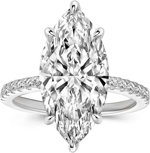 Maxinejewelry 5.5CT Marquise Cut Engagement Ring for Women, Elegant S925 Silver 5A Cubic Zirconia Bridal Wedding Promise Ring