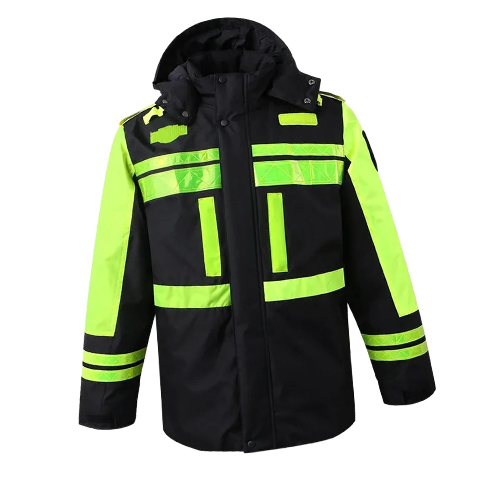 Harilla Abrigo de chaqueta de seguridad de invierno,Chaqueta de trabajo reflectante Chubasquero para construcción de trabajo, l