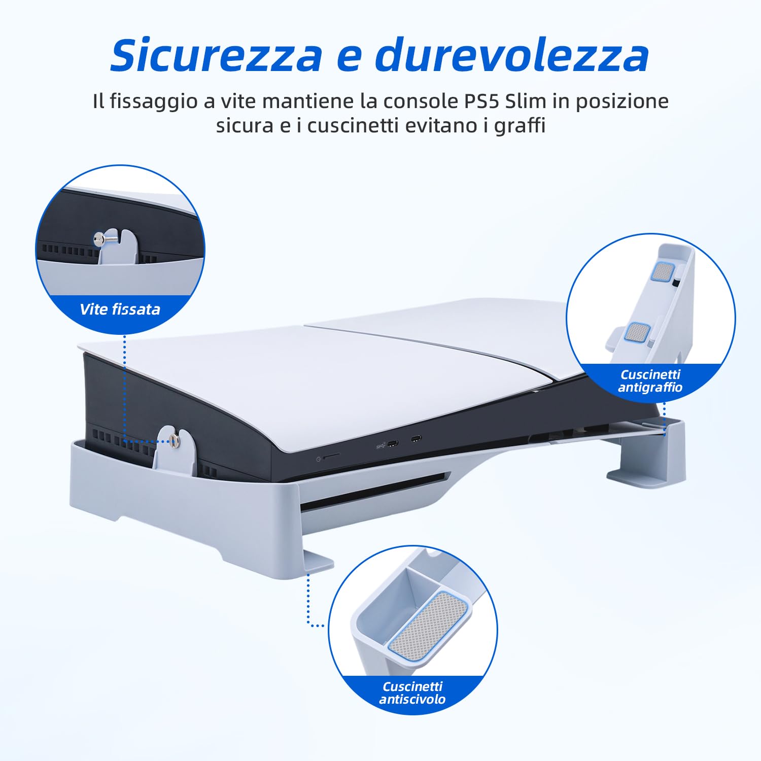 Mcbazel Supporto Orizzontale per PS5 Slim/PS5 Pro, Supporto Base per Facile Dissipazione del Calore per Console Playstation 5 Slim/Pro Disc & Digital Edition - Bianco