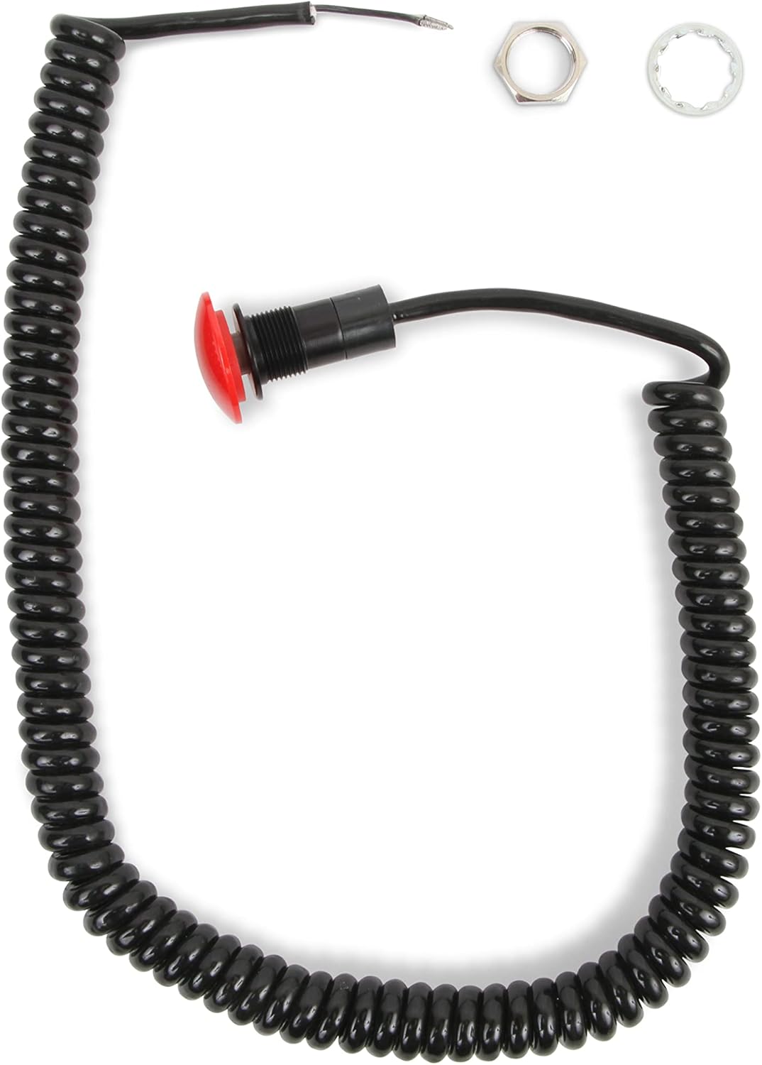 B&M 46013 Large Actuator Button with Spiral Cord , Red