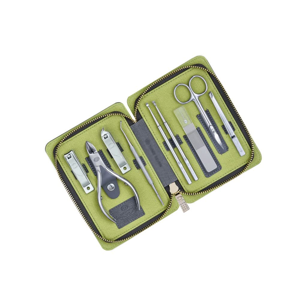 Recortador de uñas, juego de manicura Juego de cortaúñas Juego de manicura de pedicura profesional Herramienta de cuidado de belleza de acero inoxidable Juego de belleza con estuche de cuero de PU ver