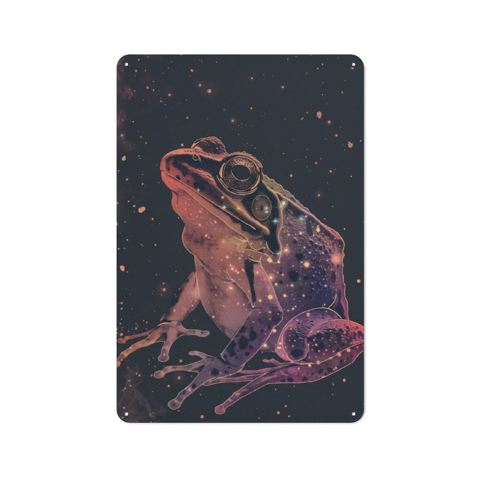 Junmoney Frog Silhouette Galaxy Rustic Tin Sign 30X20cm For Café Or Restaurant, A Decorative Christmas Gift For Hospitality Interior Collectors