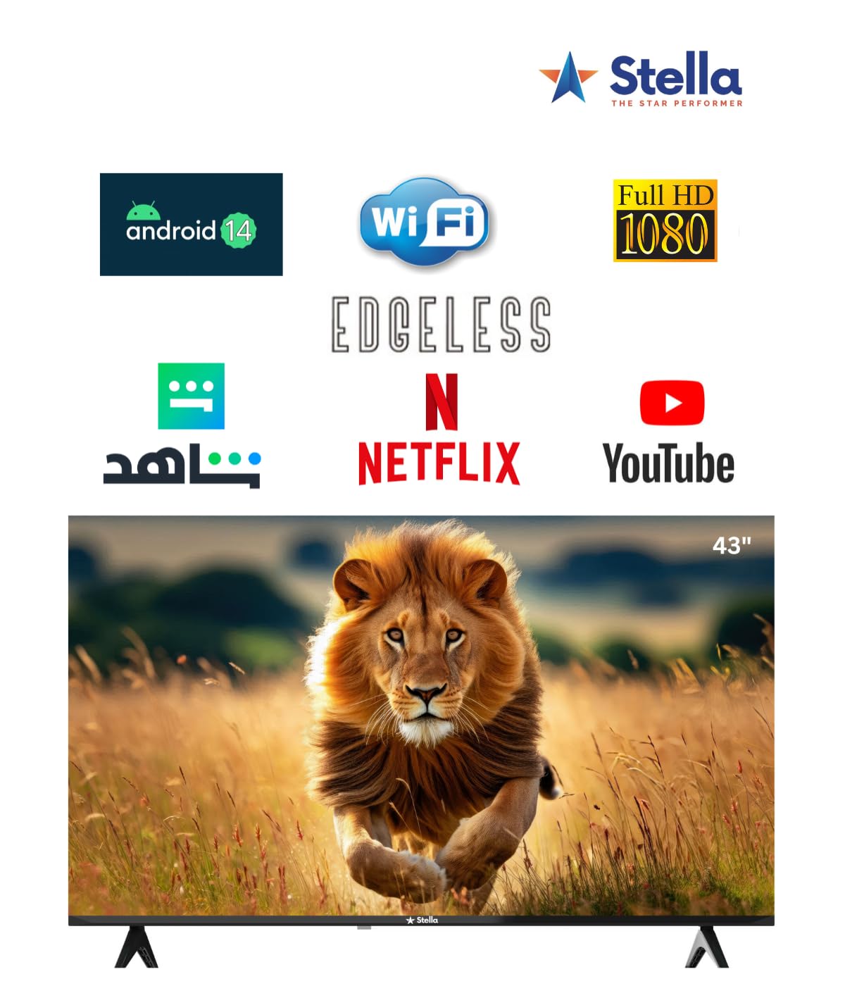 Stella 43 inch Edgeless FHD Android 14 Smart TV with Netflix