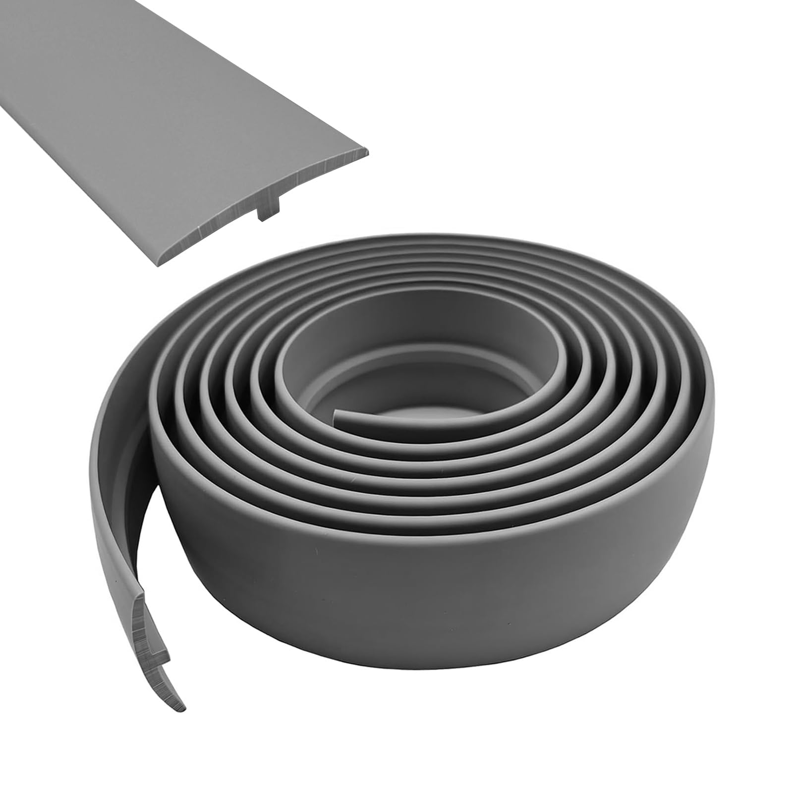 T Molding Trim,Floor Transition Strip 5cm×3m T Section Bar PVC Flat Divider Strip Laminate Profile Flooring Edge Trim for Door Threshold Joining Flooring Gaps of Laminate Plank Tile (Gray, 5M)