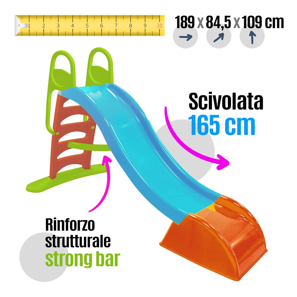 Scivolo Per Bambini 5 Gradini Con Innesto Ad Acqua Da Casa Interno, per bambini super resistente. Scivolo per bambini da casa 189x84,5x109cm Nuova Edizione 2026