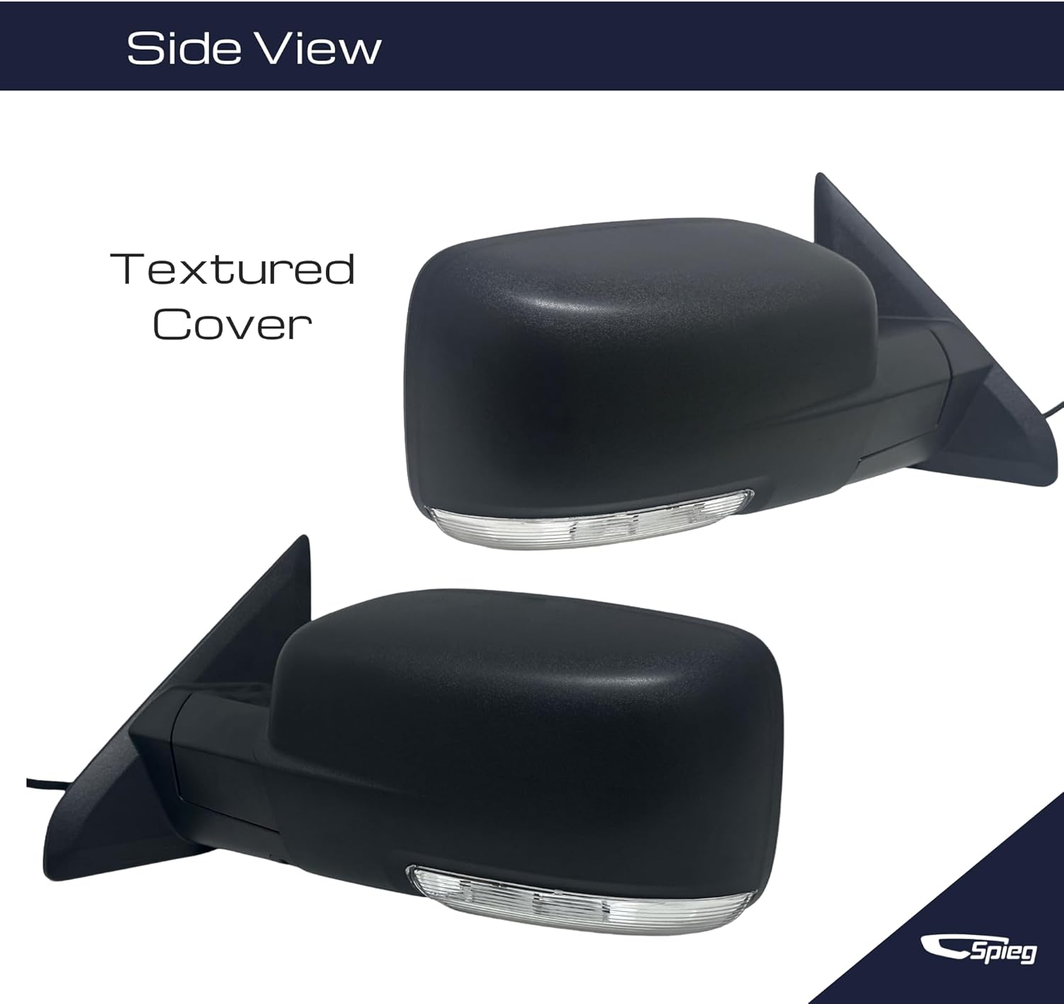 Spieg Side Mirror Set for 2009-2018 RAM 1500 2500 | 2019-2022 RAM 1500 Classic Power Adjustment Heated Turn Signal Manual Folding Puddle Light Textured Cover Pair CH1320355 CH1321355