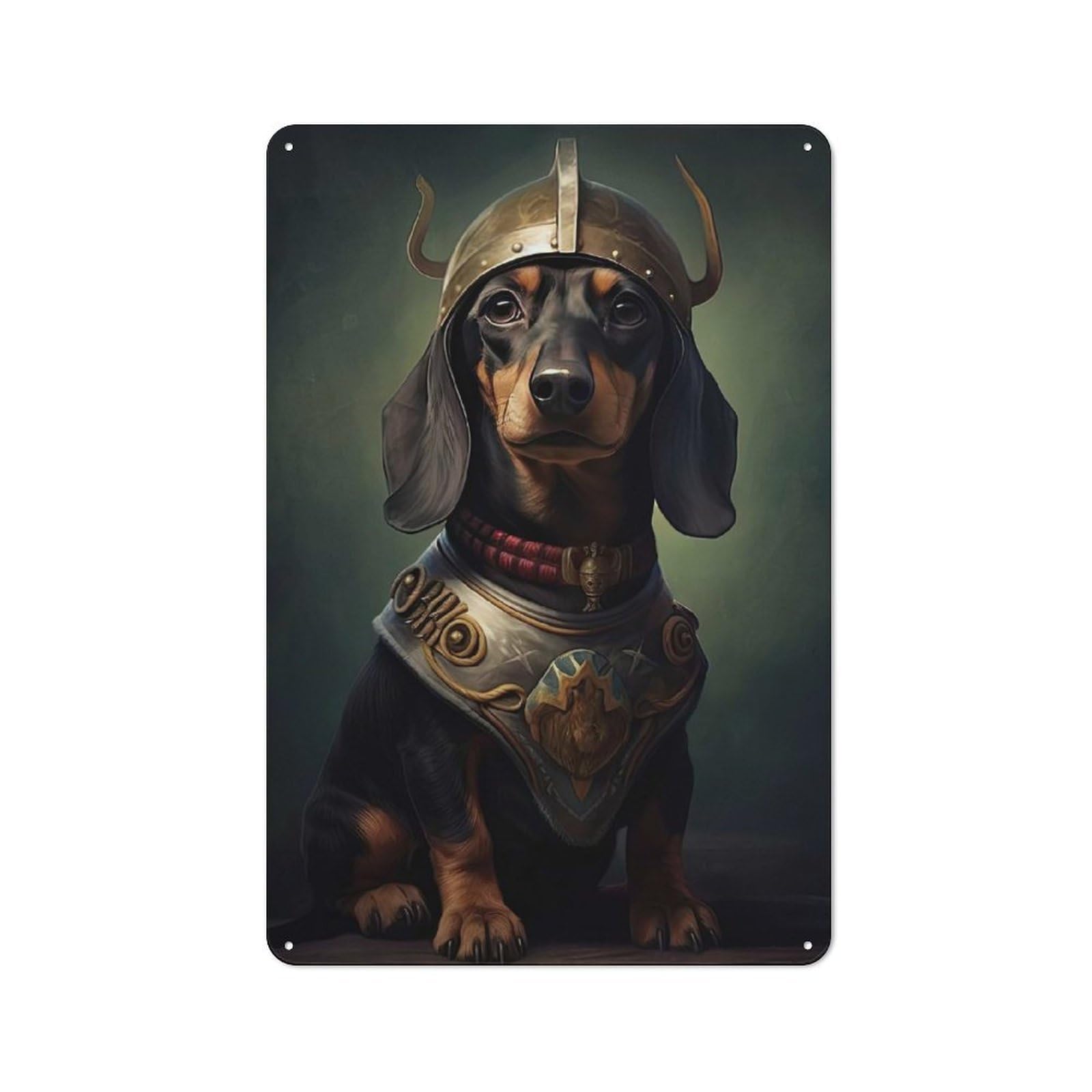 Industrial Dachshund Viking Tin Sign 30x20cm, Garage Wall Decor for Garage, Hobby Room, Office Or Man Cave