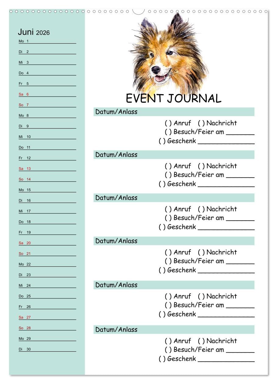 B-DAY PLANER - Aquarell Hunderassen - Für Termine, Geschenke, Eventdetails & mehr (hochwertiger Premium Wandkalender 2026 DIN A2 hoch), Kunstdruck in ... und keinen Anruf mehr. (CALVENDO Menschen)