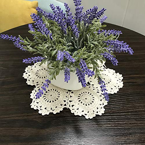 Hetao 9 Inch 100% Cotton Handmade Lace Crochet Placemats Doily Doilies,4Pc White #TOP1