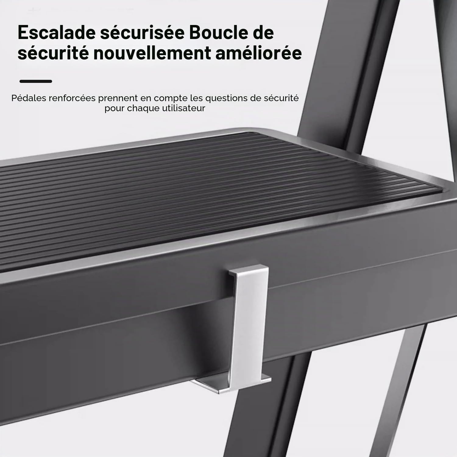 K IKIDO-Escabeau 5 marches-Pliant avec Pédale Antidérapante-chargé 150KG-En Acier-Noir