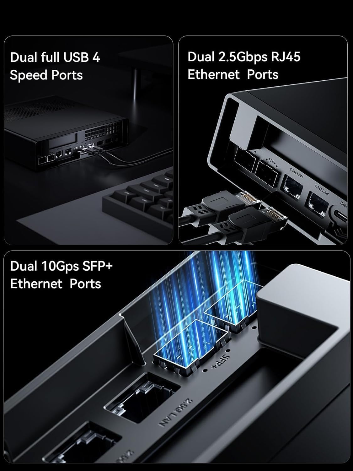 MINIS FORUM MS-01 Mini PC, Prozessor Core i5-12600H 12C/16T bis zu 4,5 GHz, Barebone ohne DDR5 SODIMM/M.2 2280 NVME SSD/3x M.2 2280/22110/U.2 SSD/OS, HDMI/2 x USB4/Port SFP+ 10G×2/2,5G RJ45x2