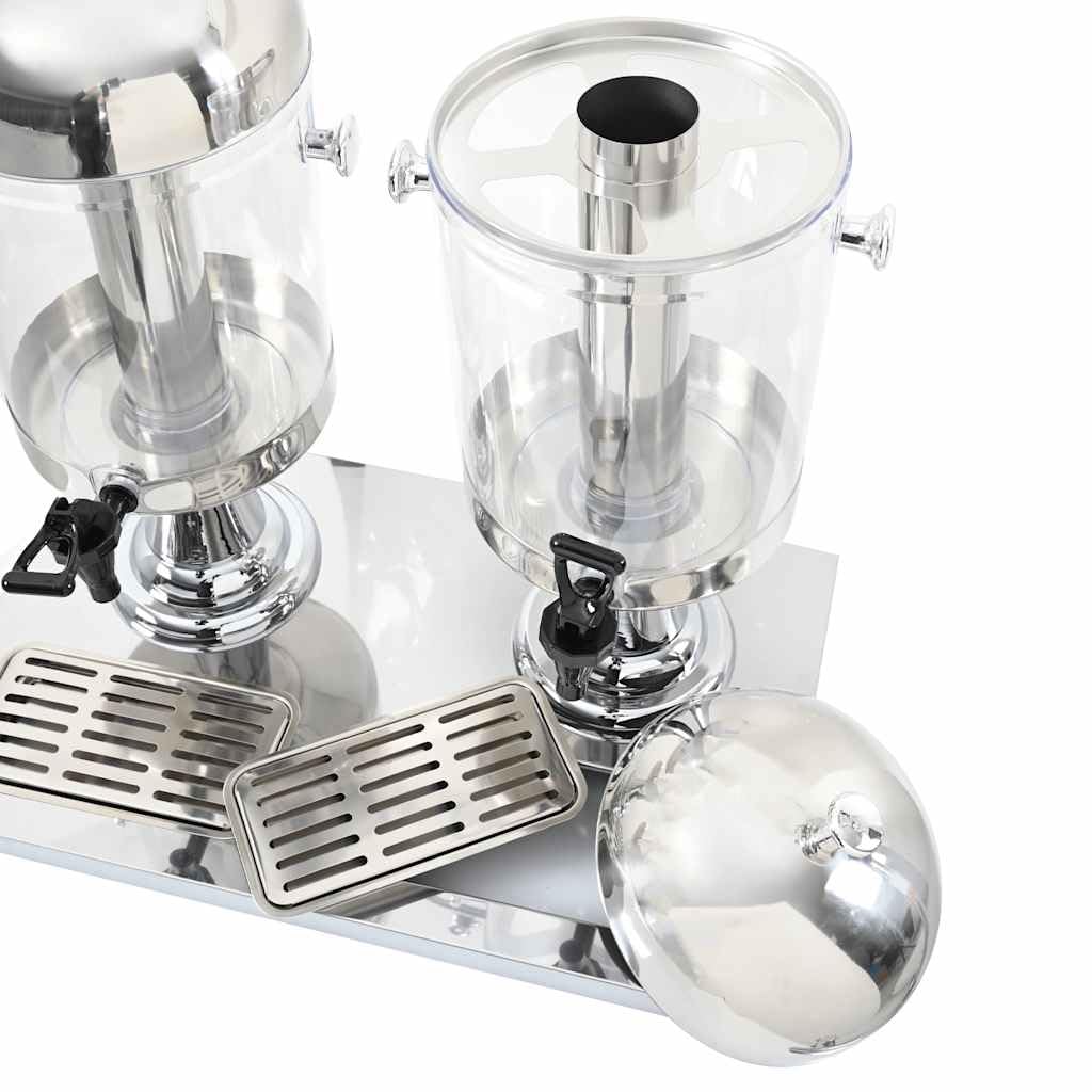 Mangloder - Dispenser di bevande a 3 scomparti in acciaio inox, 3 x 8 litri, dispenser per acqua, succo con rubinetto, vaschetta raccogligocce e cilindro per cubetti di ghiaccio, per bar, buffet