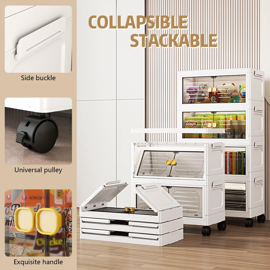HASTHIP Plastic Storage Cabinet 5-Tier 50x20x112cm Foldable Clear Door 1