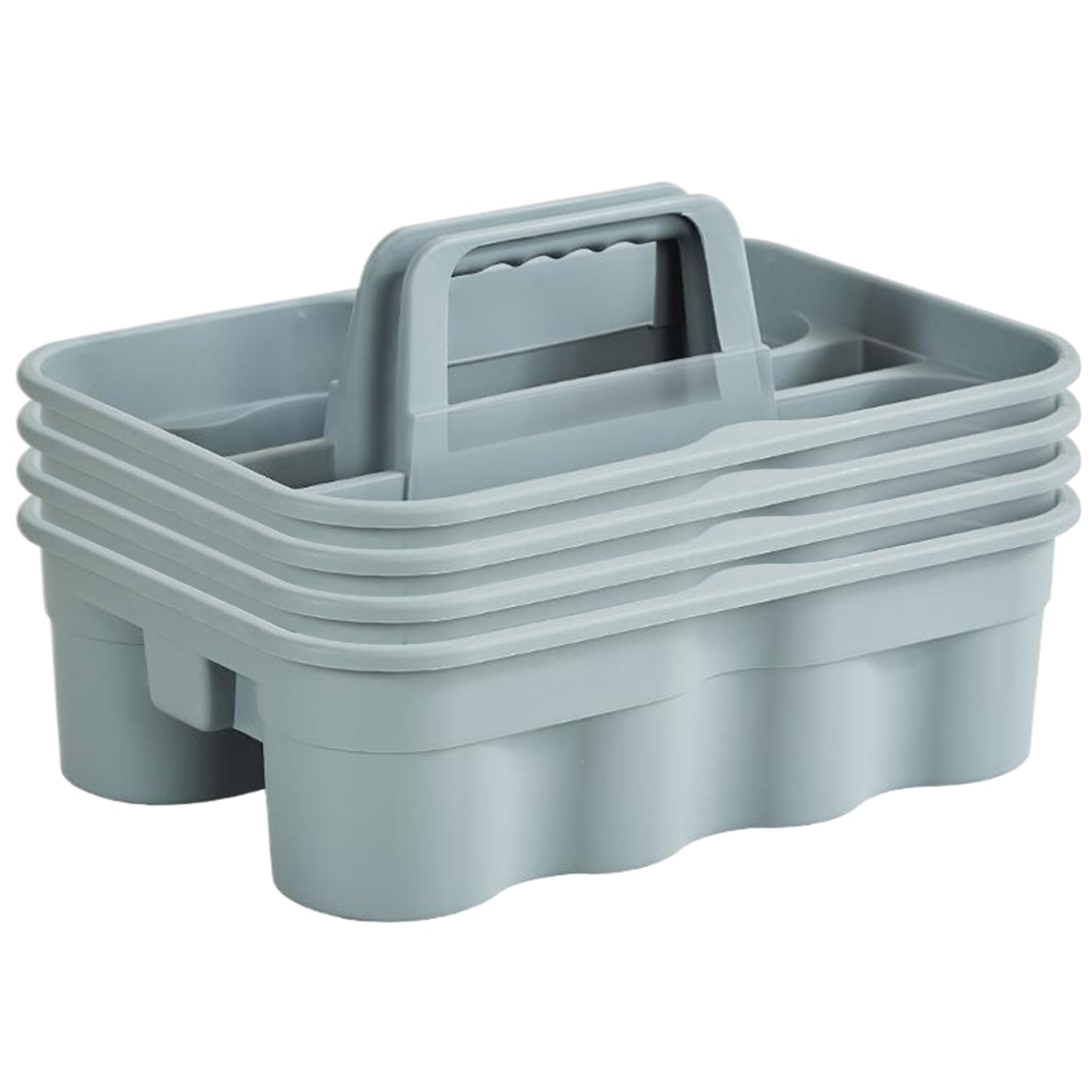 Uanqfegy Plastic Caddy with Handle - 4 Compartment Cleaning Supply Caddy, Portable Cleaning Tote for Kitchen Bathroom Supplies