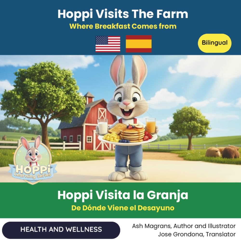 Hoppi Visits The Farm (English-Spanish Edition): Where Food Comes From (English-Spanish Bilingual Books)