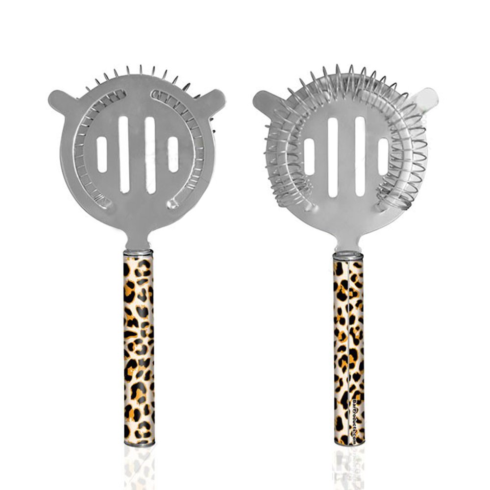 Designer Cocktail Strainer - Pipe Handle - Cheetah