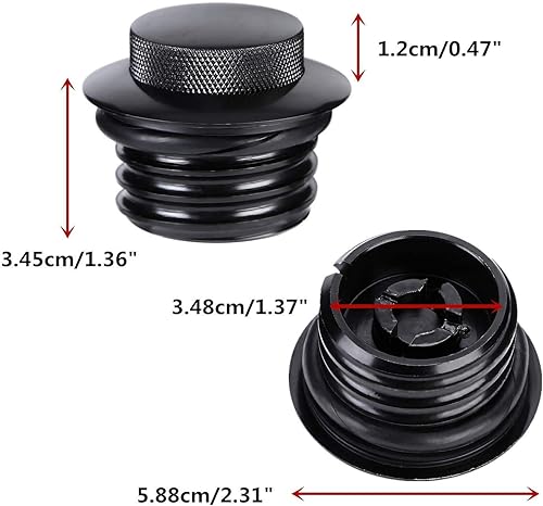 Miniatura 2 de Harley Flush - Tapa de almacenamiento de gasolina, tapa de tanque de combustible en el sentido de las agujas del reloj, tapa de gas negra emergente