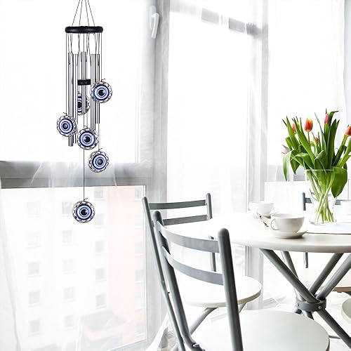 Miniatura 7 de LUE - Campanillas de viento de ojo turco para colgar al aire libre, atrapa el mal de ojo, campanas de viento de mal de ojo, amuleto de mal de ojo