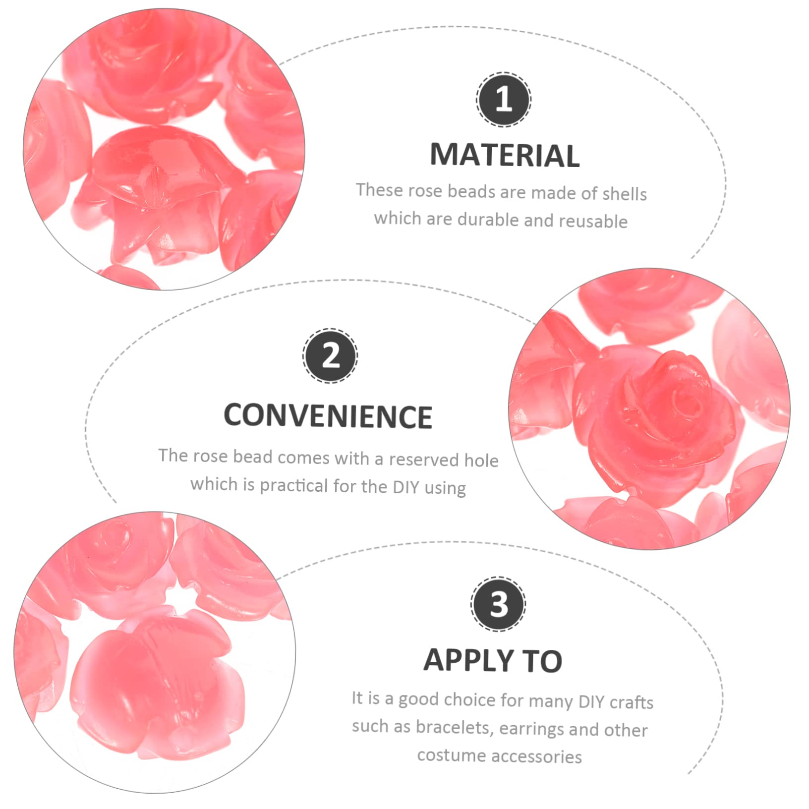 TEHAUX 250piezas Abalorios Sueltos De Concha Rosa Perlas Para Joyería Para Pulseras y