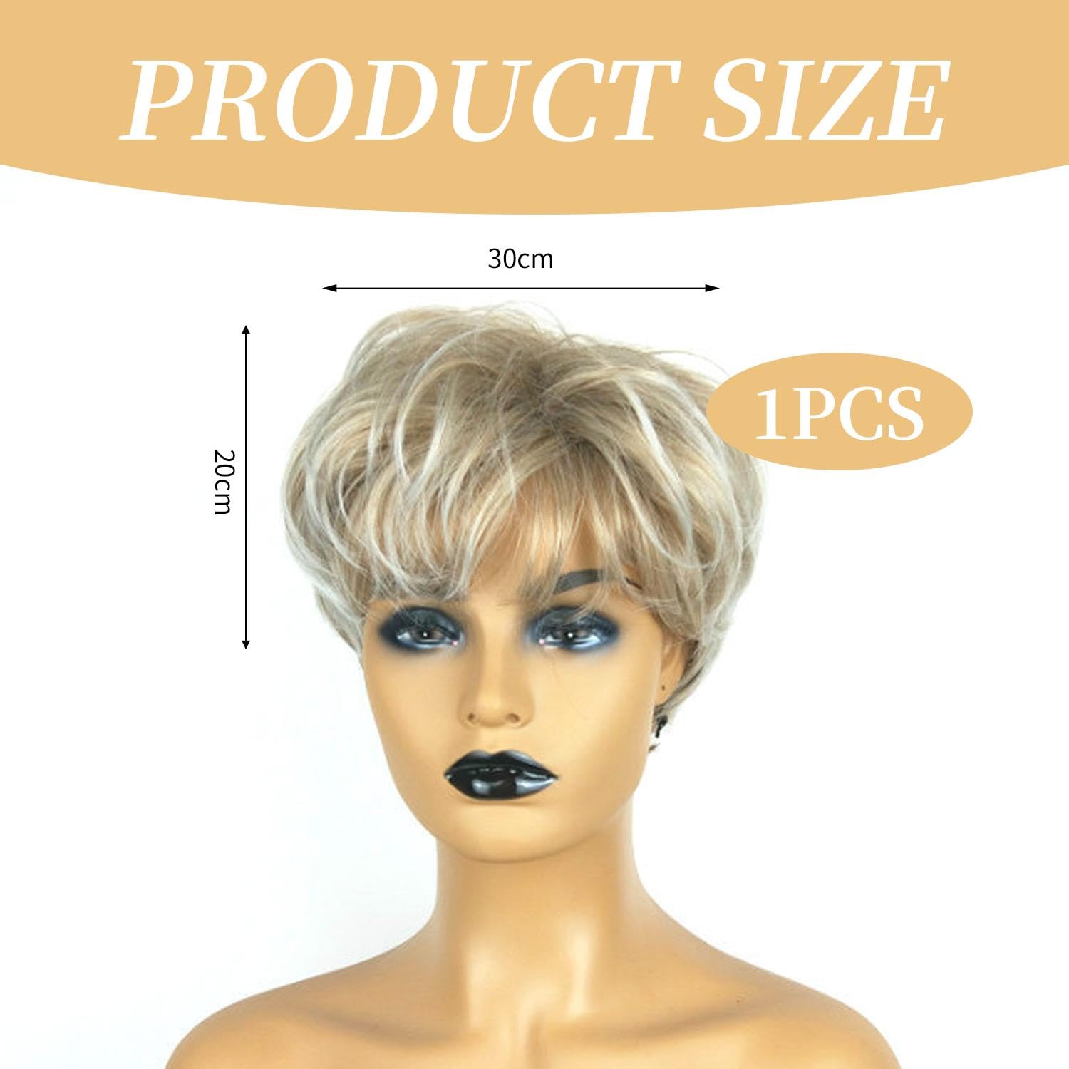1 Piece Blonde Women Short Wig, Slanted Bangs Wig, Fluffy Multi-Layered Women'S Short Hair, Suitable for Cosplay Masquerade - Image 2