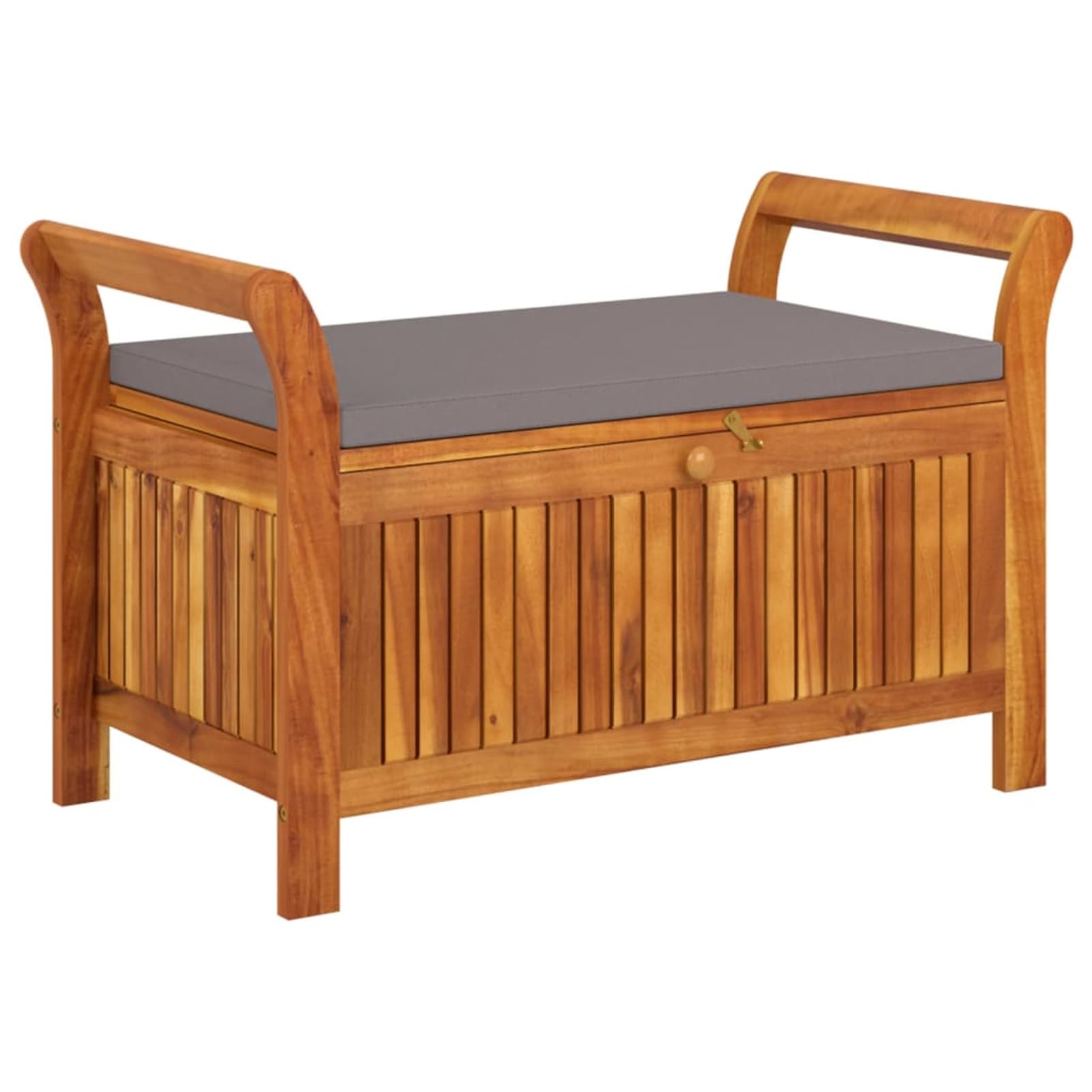 Festnight Panca Contenitore da Esterno, Panca Portaoggetti Giardino, Panca Contenitore Legno Cuscino 91 cm Legno Massello Acacia