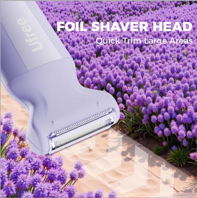Ufree 3-in-1 Bikini Trimmer for Women with Ceramic Blades, IPX7 Waterproof Pubic Hair Trimmer, Women's Electric Razor Cordless Rechargeable Shaver for Legs, Armpit, Valentine's Gifts for Her - Image 5
