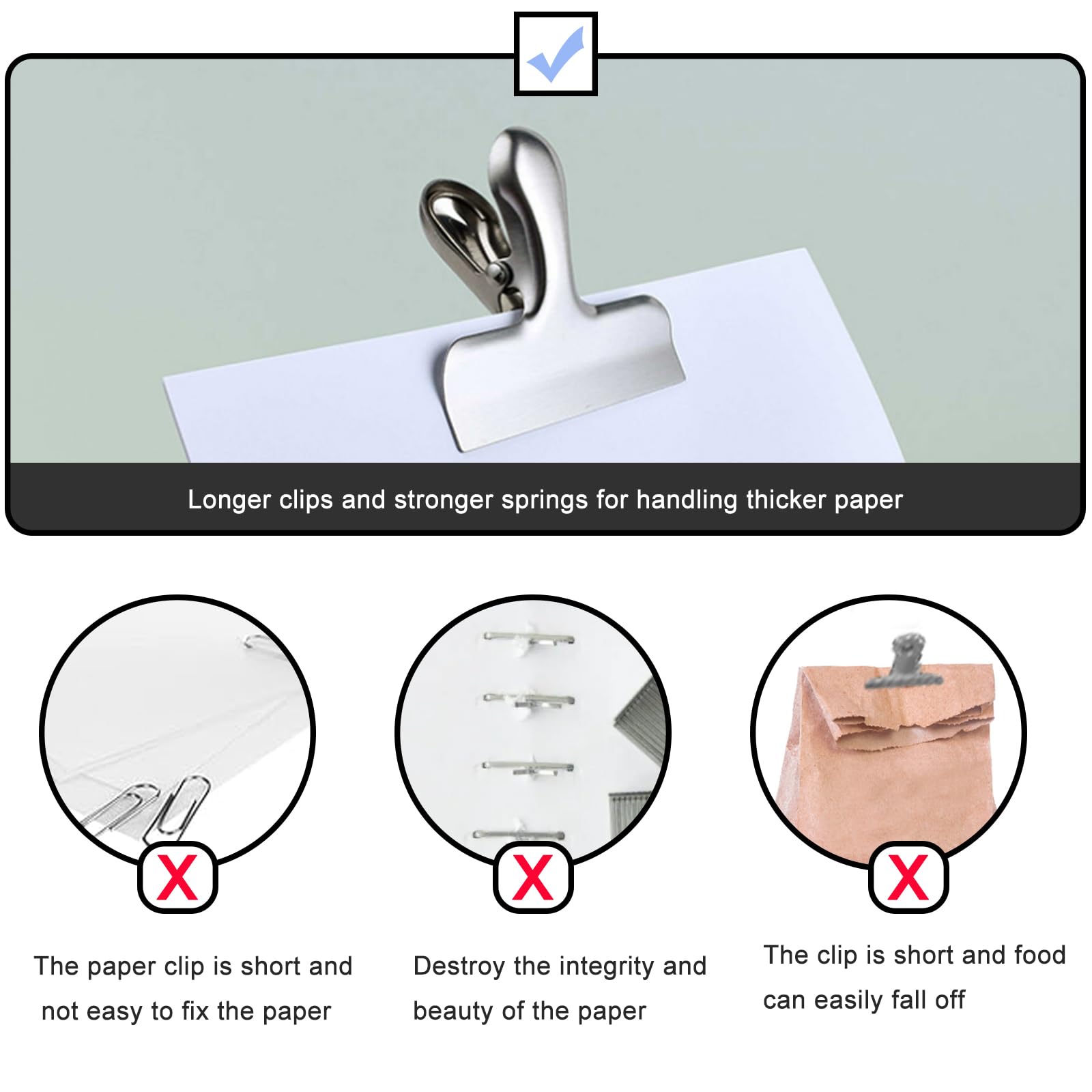 Clip Multiuso In Acciaio Inox Gentpovth - 12 Pezzi Da 76mm Per Ufficio E Cucina - Foto 8