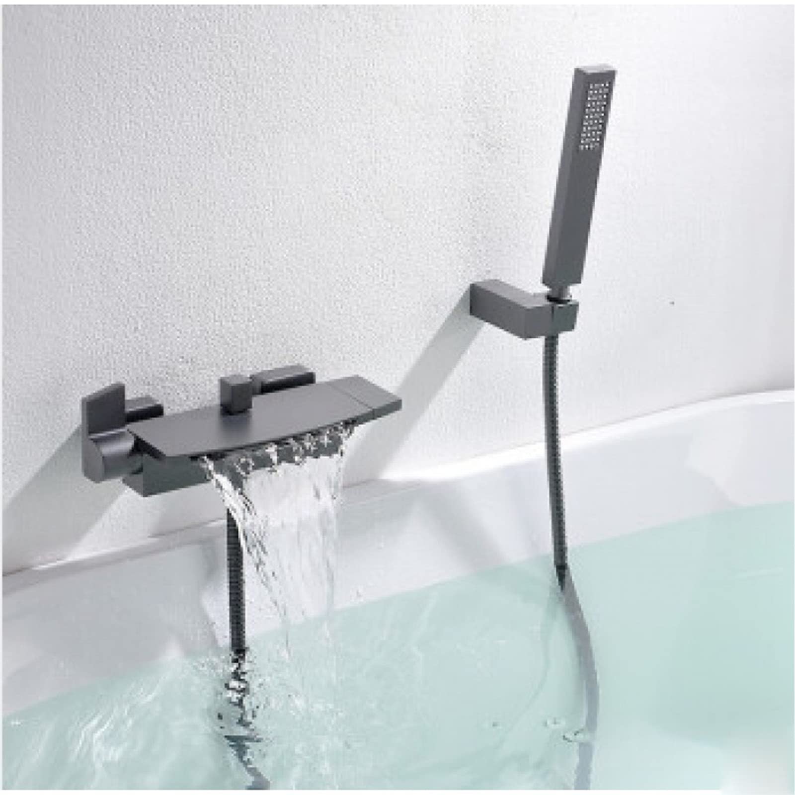 Ensemble de robinet de baignoire en laiton mural avec mitigeur cascade haut de gamme
