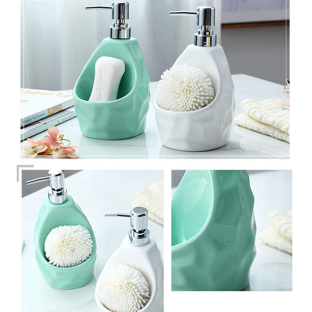 Dispenser di Sapone per Bagno da 650 ml, Semplice, Creativo, in Ceramica, con flacone per emulsione, Manuale, a Doppio Uso, per Cucina (Colore: Bianco, Confezione da 1)
