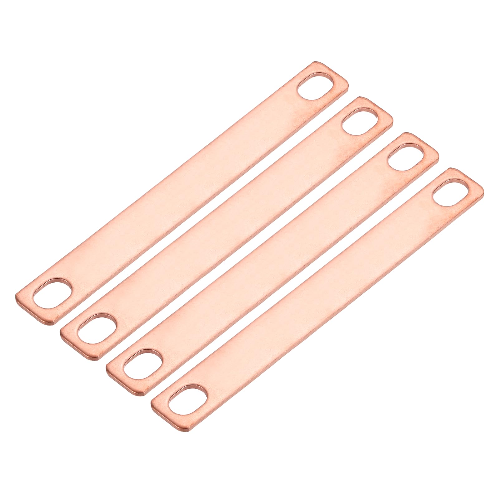 sourcing map Lot de 4 connecteurs de barre omnibus plat en cuivre rouge 80 mm pour cellules LiFePO4 - Connecteur de barre omnibus de batterie au lithium - Cuivre rouge