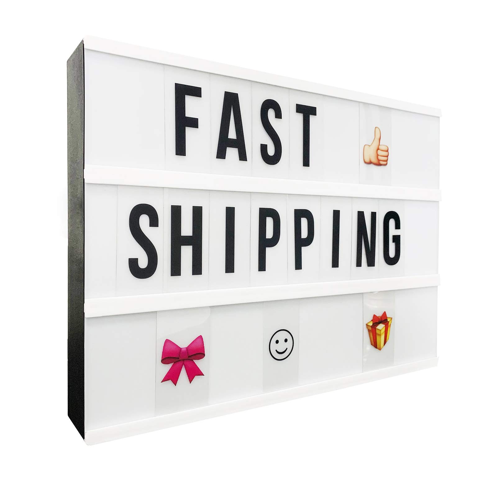 ENUOLI A4 Cinematic Light Box with 249 Letter 6*AA Battery/USB Operated LED Light Sign Cinematic Letter Box LED Message Box Light up Letters Message Board for Christmas Wedding Party Decoration