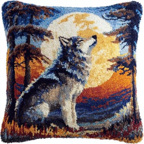 Kit de gancho de pestillo AxiangziK, cojín de lobo de 43x43 cm para relajarse en casa