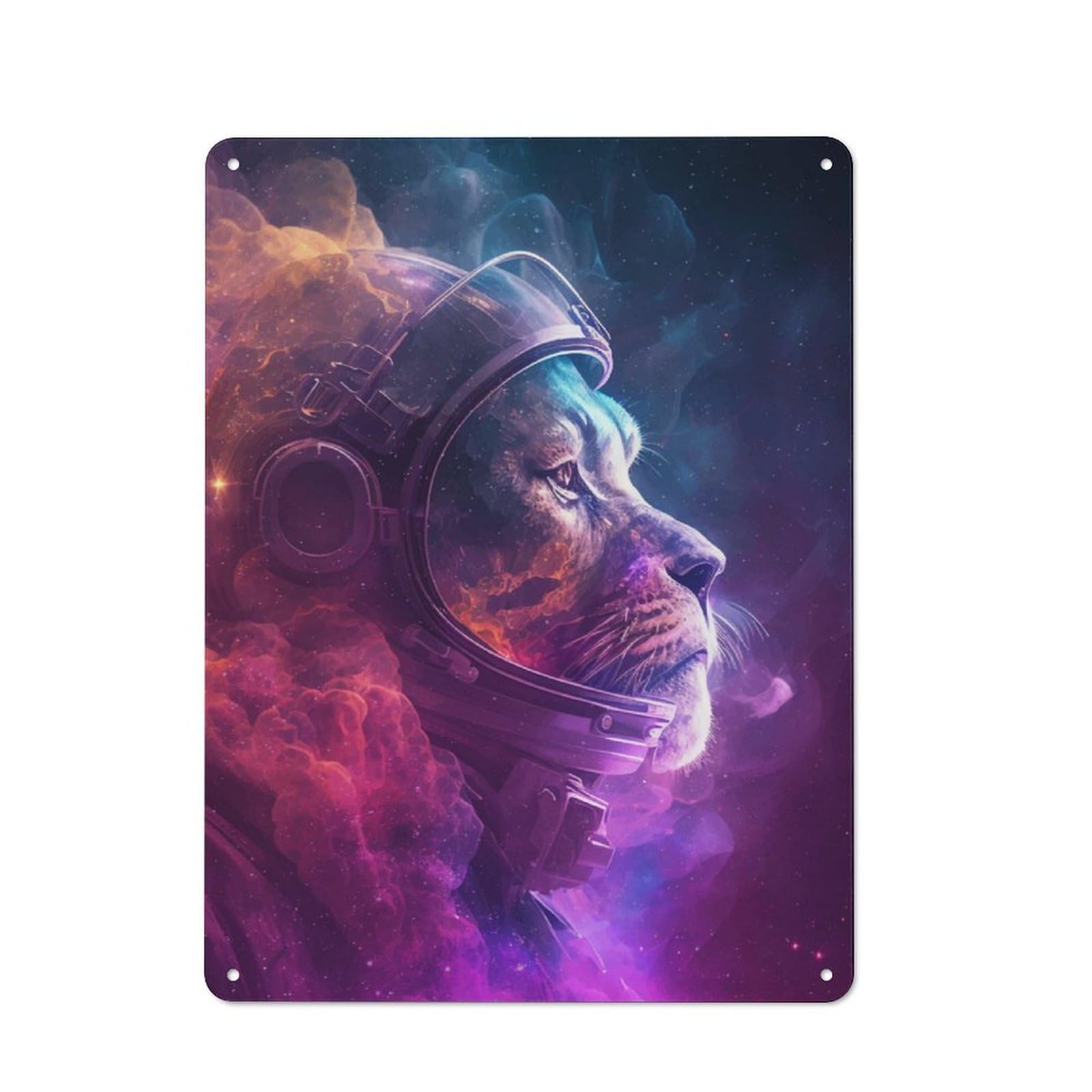 Junmoney Lion Space Fighter Metal Wall Sign 40X30cm, Retro Decor For Home Bar Wall, For Metal Sign Collectors, For Garage And Workshop Walls