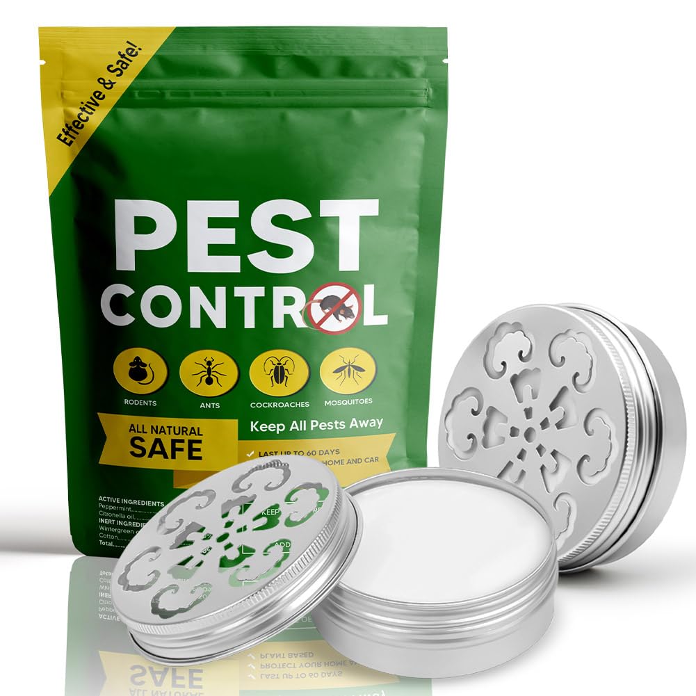 KQPNMJ Pest Repellent, Peppermint Rat & Mouse Repellent Indoor, Car Rodent Repellent, Rat Repellent for Home, Keep Mice, Rats, Mosquitoes, Spiders and Cockroaches Away, Better Than Ultrasonic, 2 Pack