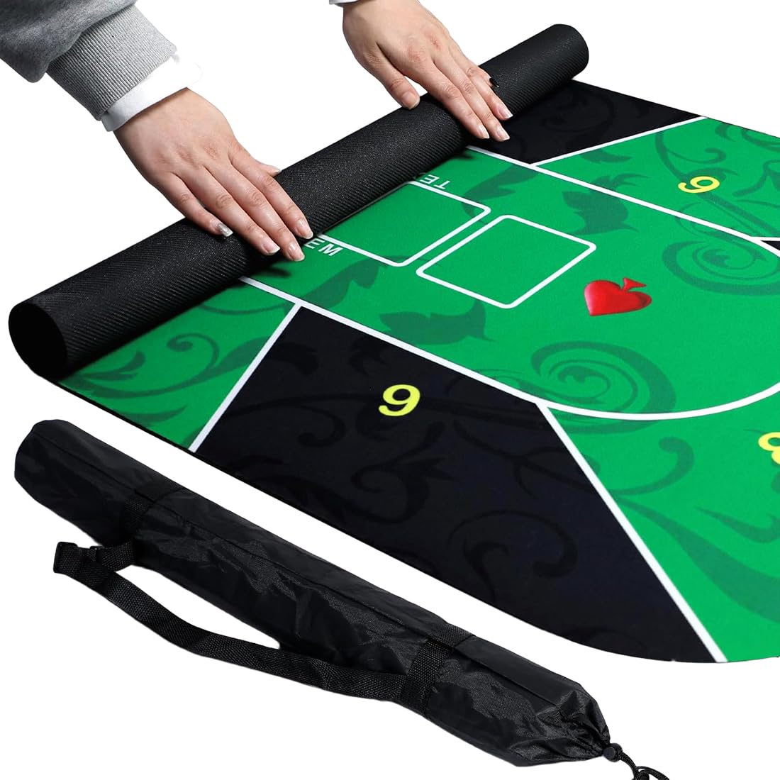Mata do gry na stół do pokera, wyposażona w torbę do przechowywania, do Texas Hold'Em Poker Black Jack Ruletka, zielony poker 60 x 120 cm