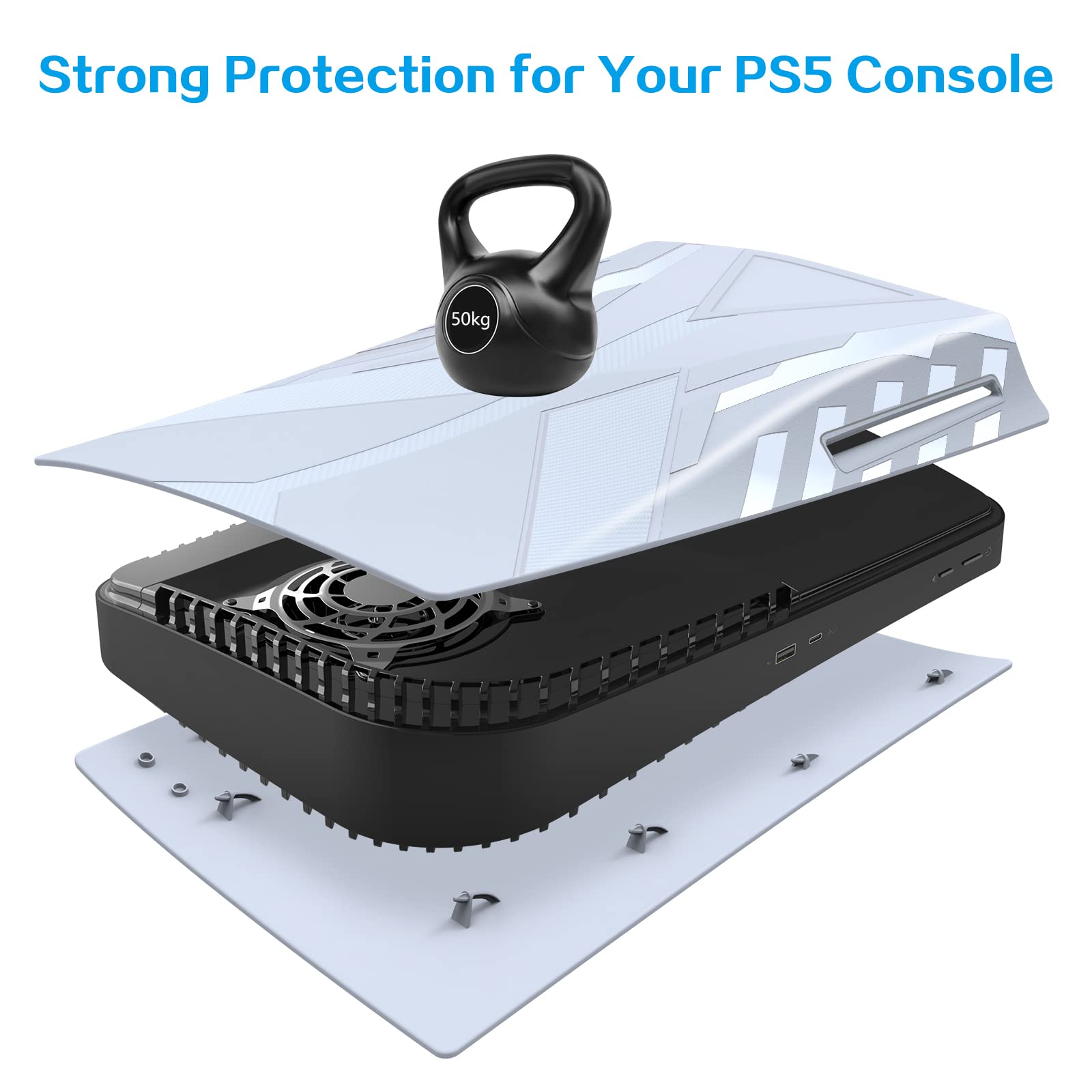 HEYSTOP Faceplate Kompatibel mit PS5 Cover für PS5 Konsole, PS5 Bildbausteine Hartes Seitenplatte Hülle für Playstation 5 Konsole Disc Edition, Ersatzplatte Abdeckung Skin für PS5 Zubehör,Weiß