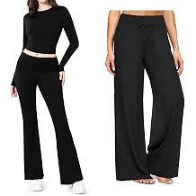 ZOOSIXX Soft Wide-Leg Pajama Pants + 2-Piece Lounge Set with Crop Top & Flare Leggings | Versatile Womens Loungewear Outfits
