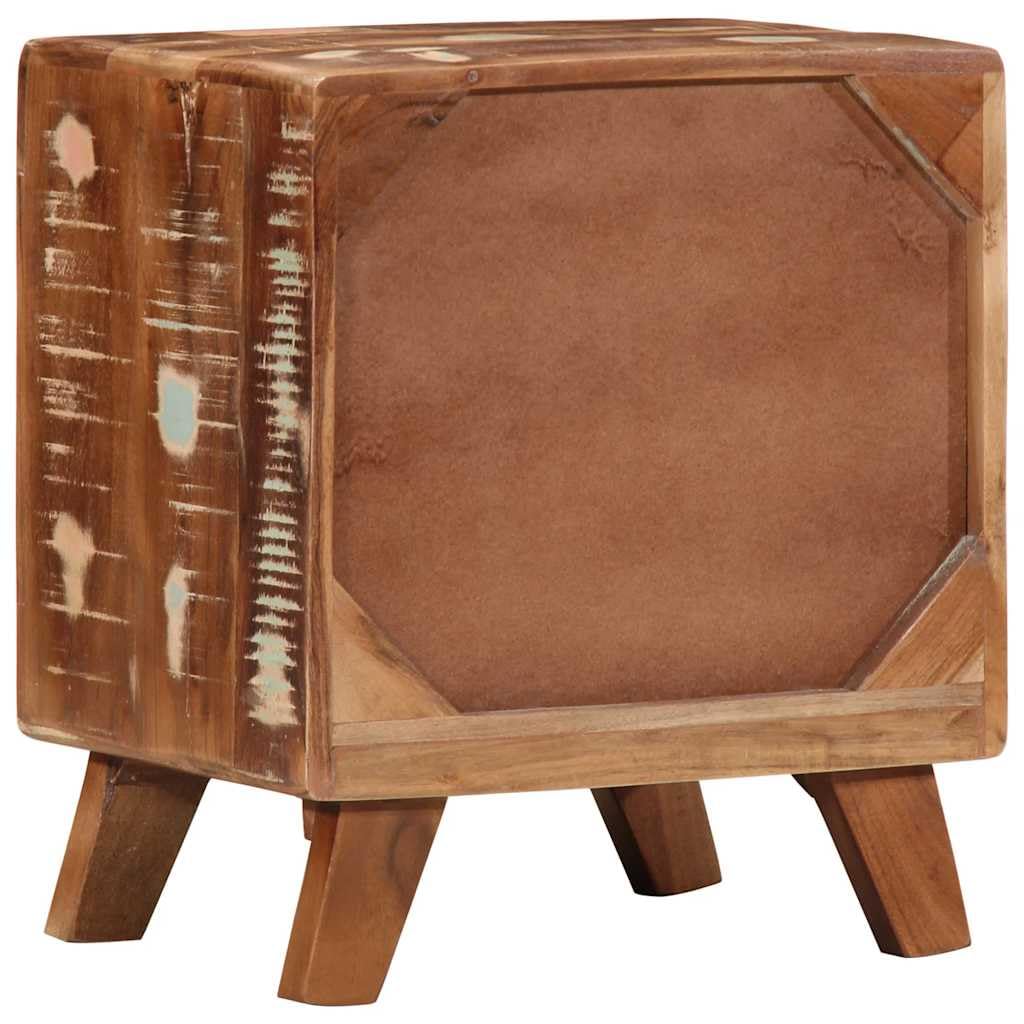 Stolik nocny 2 szt. 40 x 32 x 46 cm stare drewno z drzwiami, drewno z recyklingu, stolik nocny z drewna wielokrotnego użytku, stabilne drewniane nogi
