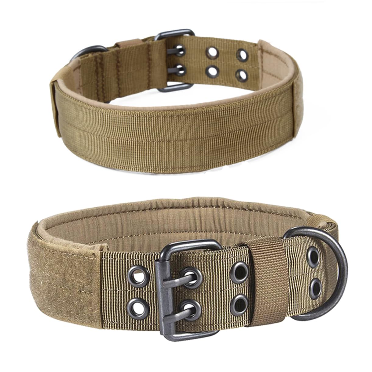 Mipcase 3 Pezzi Collare Per Cani in Nylon Con Fibbia in Metallo Dal Design Circolare Per Taglie Facili Da Attaccare Con Targhetta Identificativa Marrone