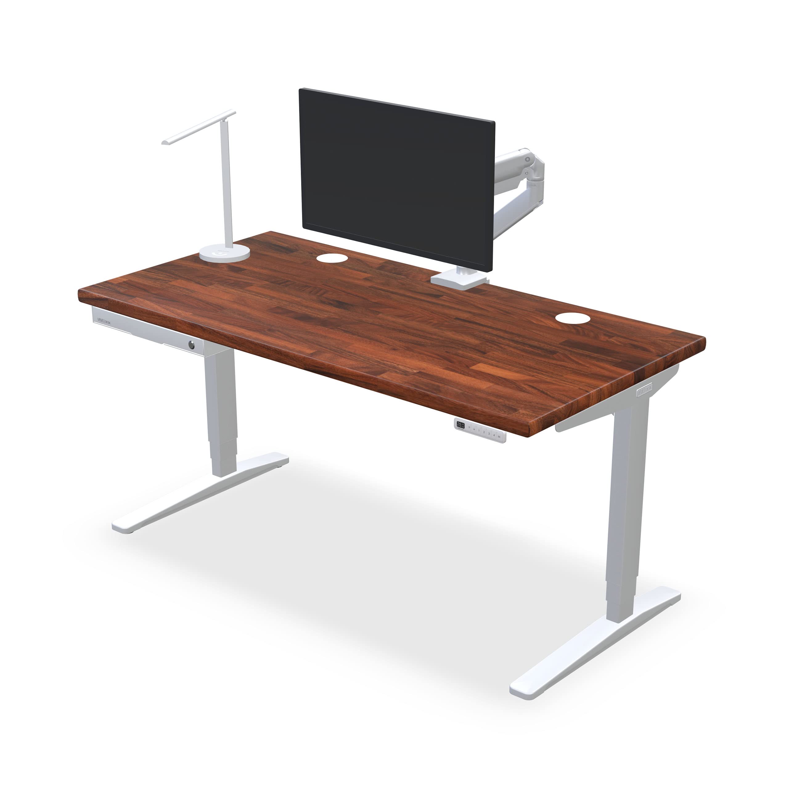 UPLIFTDESK Saman Butcher Block 60 x 30 inch Standing Desk 2-Leg V3 Adjustable Stand Up C-Frame Black Advanced — view 7