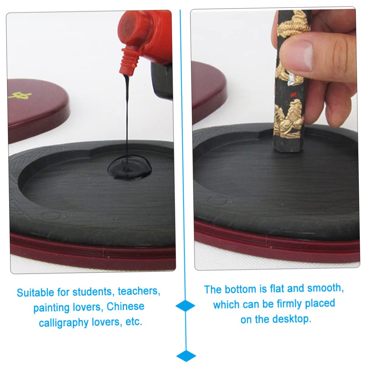 TEHAUX Pierre à Encre Chinoise Avec Couvercle En Pierre Naturelle Pour Peinture Et Écriture Accessoire Pratique Et Compact Pour Étudiants Et Artistes