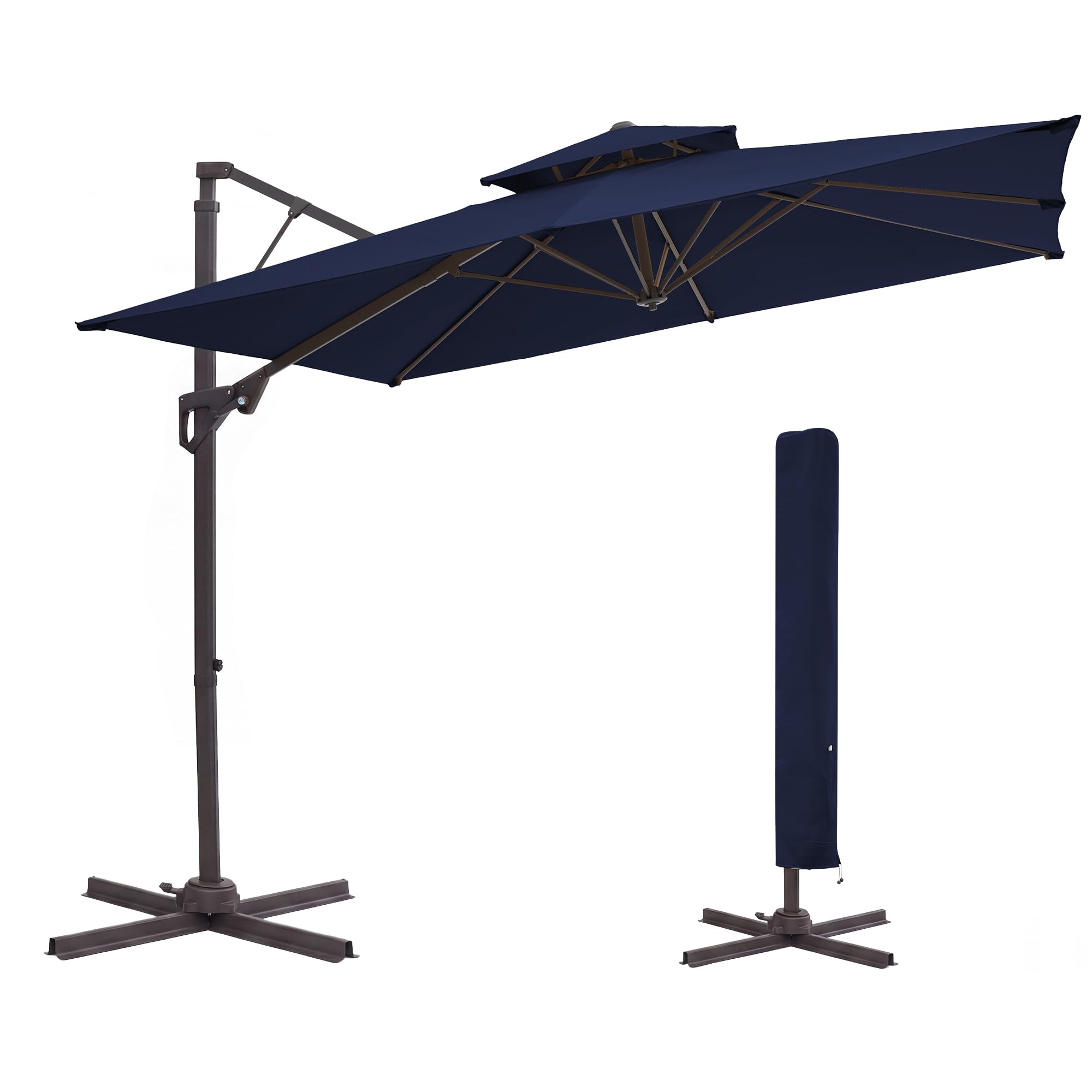 JEAREY 11x11 ft 2-Tier Cantilever Patio Umbrella, Outdoor Offset Umbrella