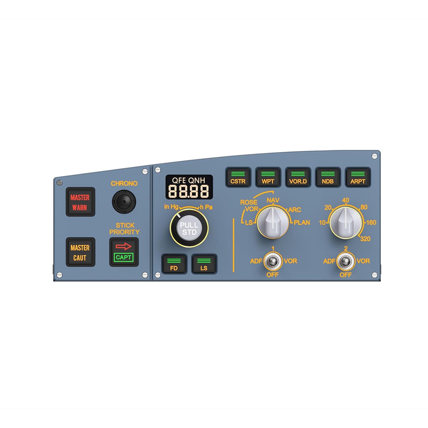 MiYee WINGFLEX A320 EFIS Flight Simulator Electronic Flight Instrument System with Dual-Color LCD Warning Panel and Plug-and-Play USB Connectivity Real Aircraft Feel