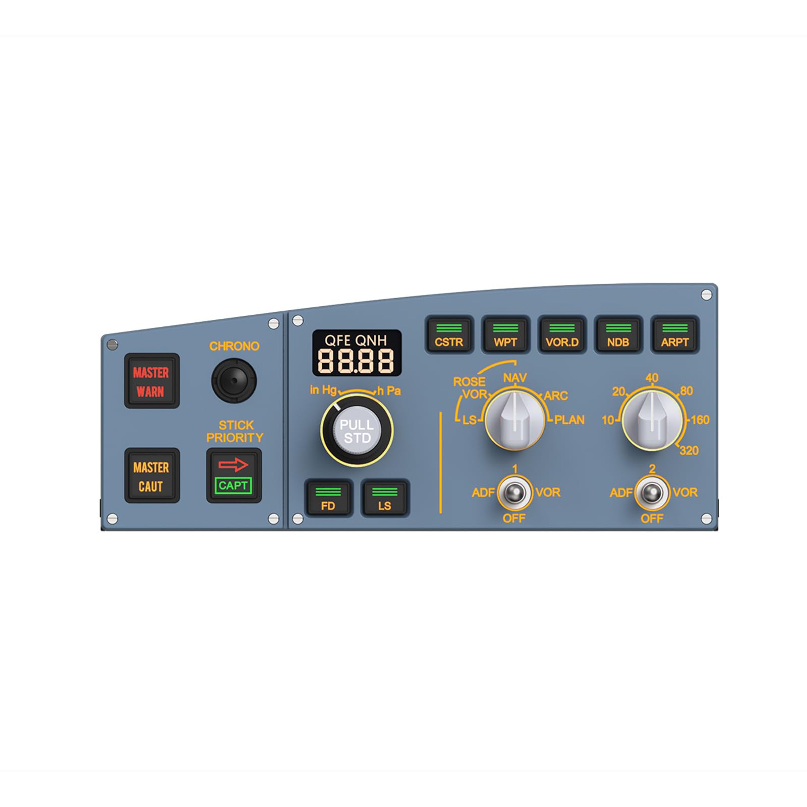 WINGFLEXSIM A320EFIS Elektronisches Fluginstrument System Flugsimulator Dual-Color LCD Warnpanel Plug-and-Play USB Konnektivität