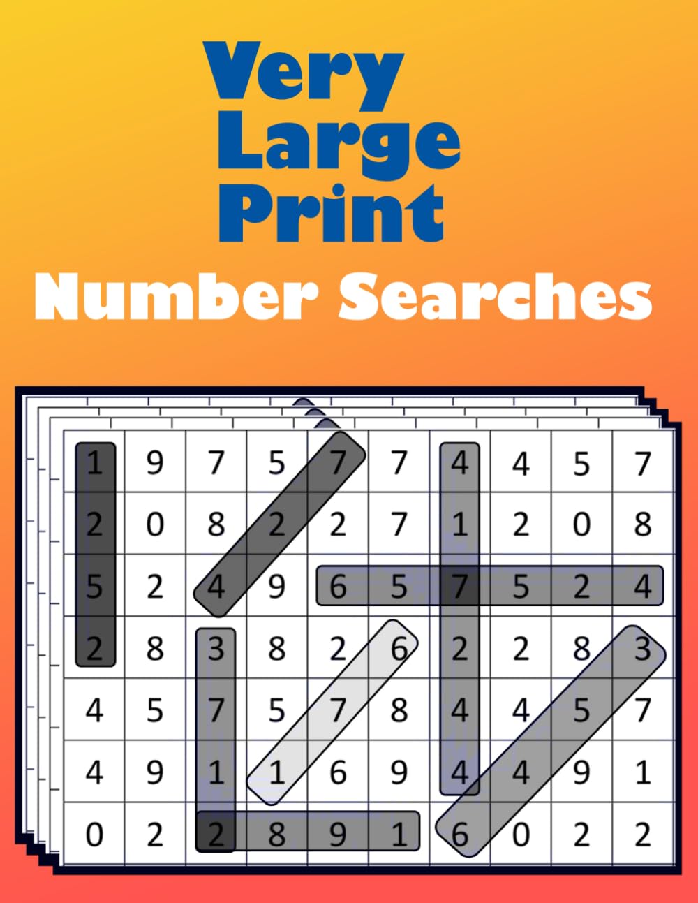 Very Large Print Number Searches: Brain Games-Number search puzzle books for seniors and adults