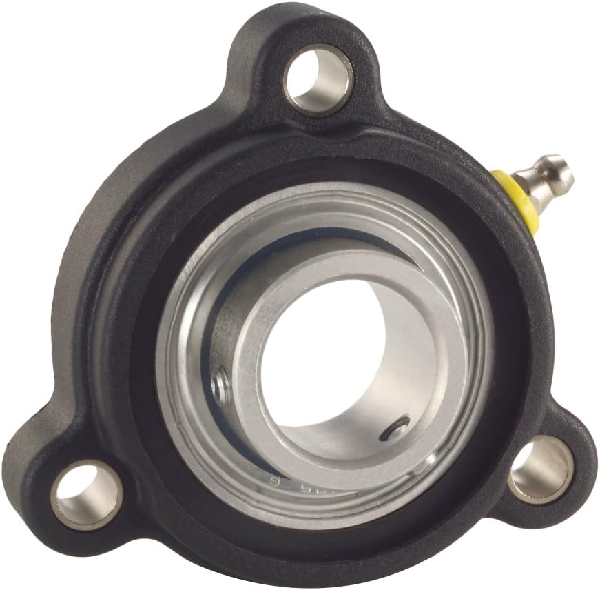 System Plast UCFL205-16-SS 3-Bolt Flange Bearing, Black Polyamide Housing with 1" Bore Diameter