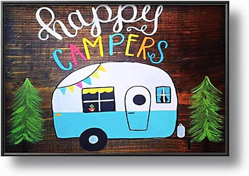 NIHO-JIUMA Happy Camping Diamond Painting Kits, 5D DIY Full Drill Diamonds Art Gift for Adults, Home Decor (30x40cm/12x16inches)