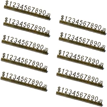 10 Sets Price Cubes Blocks Numbers Glod Metal Price Tag for Jewelry Display Counter Stand Adjustable Assembly Mini Dollar Signs for Retail Shop Bronze